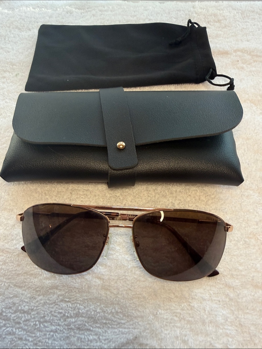 Hilfiger Frank OM564 Sunglasses Gold-Tone Flex Brown Lenses 60-14-139